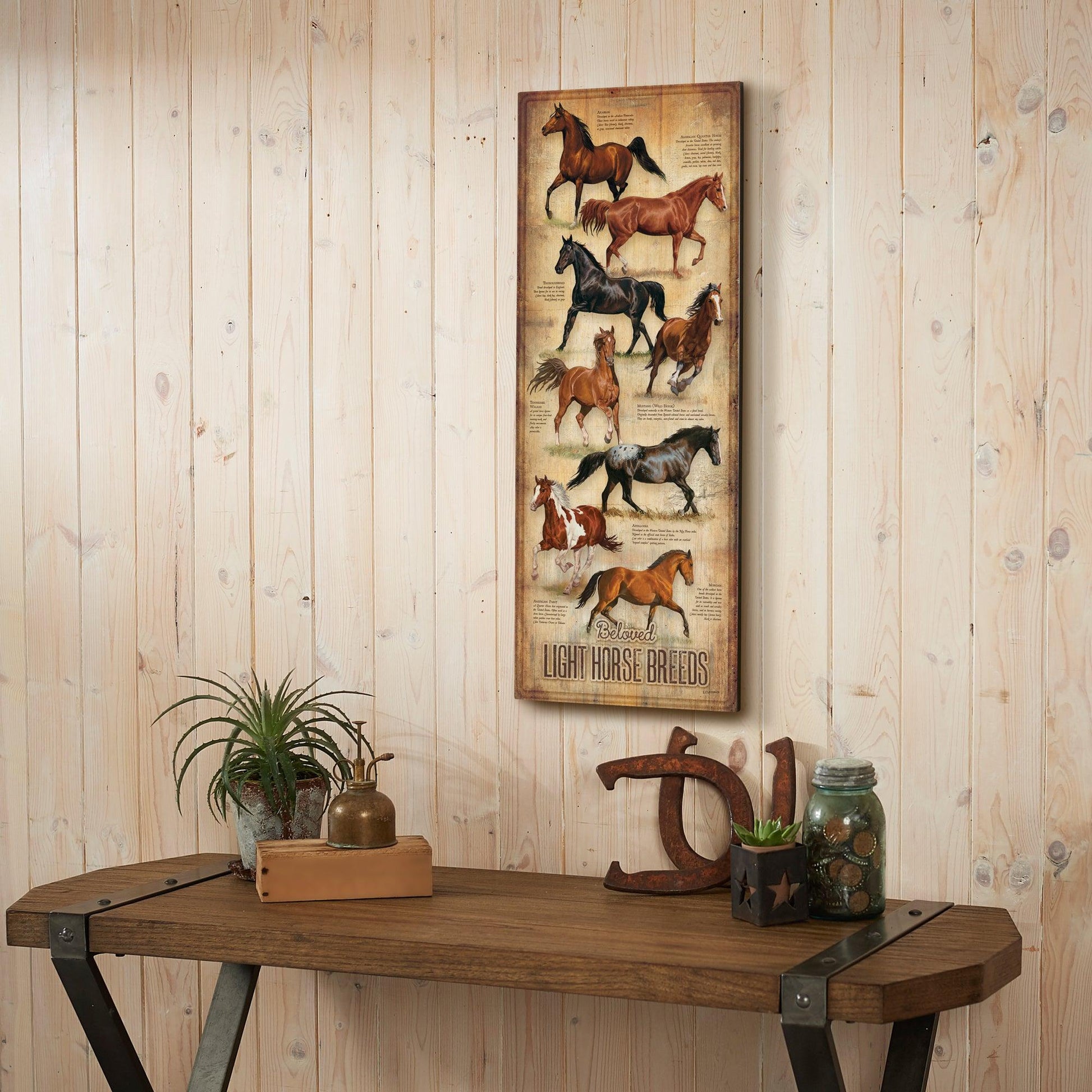 Beloved Light Horse Breeds 12" x 30" Wood Sign - Wild Wings