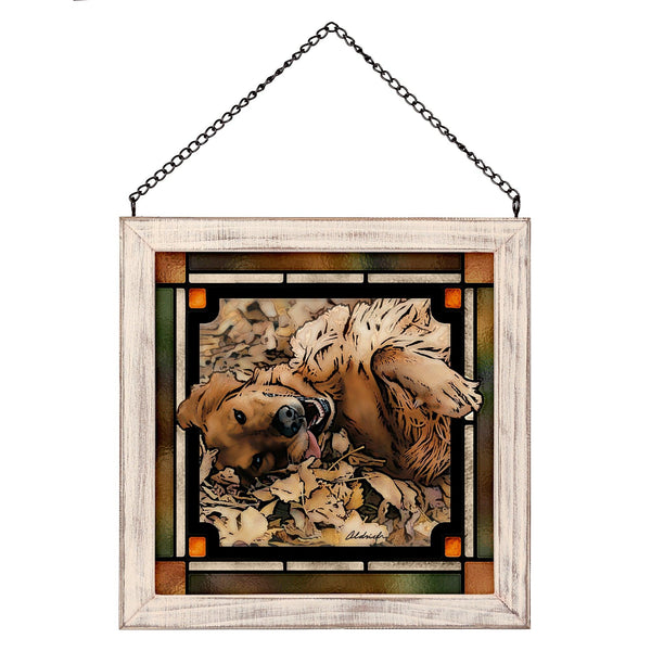 Fall Festival - Golden Retriever Stained Glass Art - Wild Wings