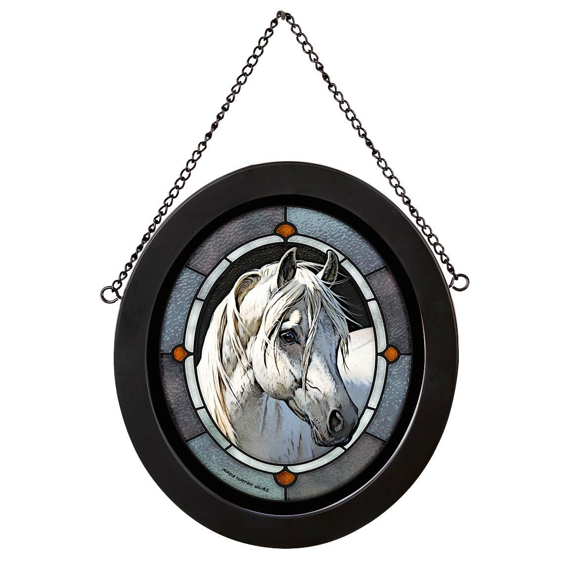 Classic in Gray - Horse Stained Glass Art - Wild Wings