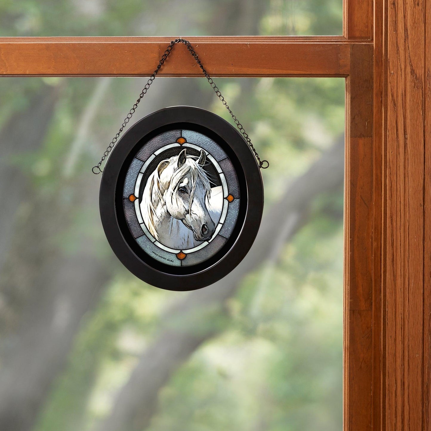 Classic in Gray - Horse Stained Glass Art - Wild Wings