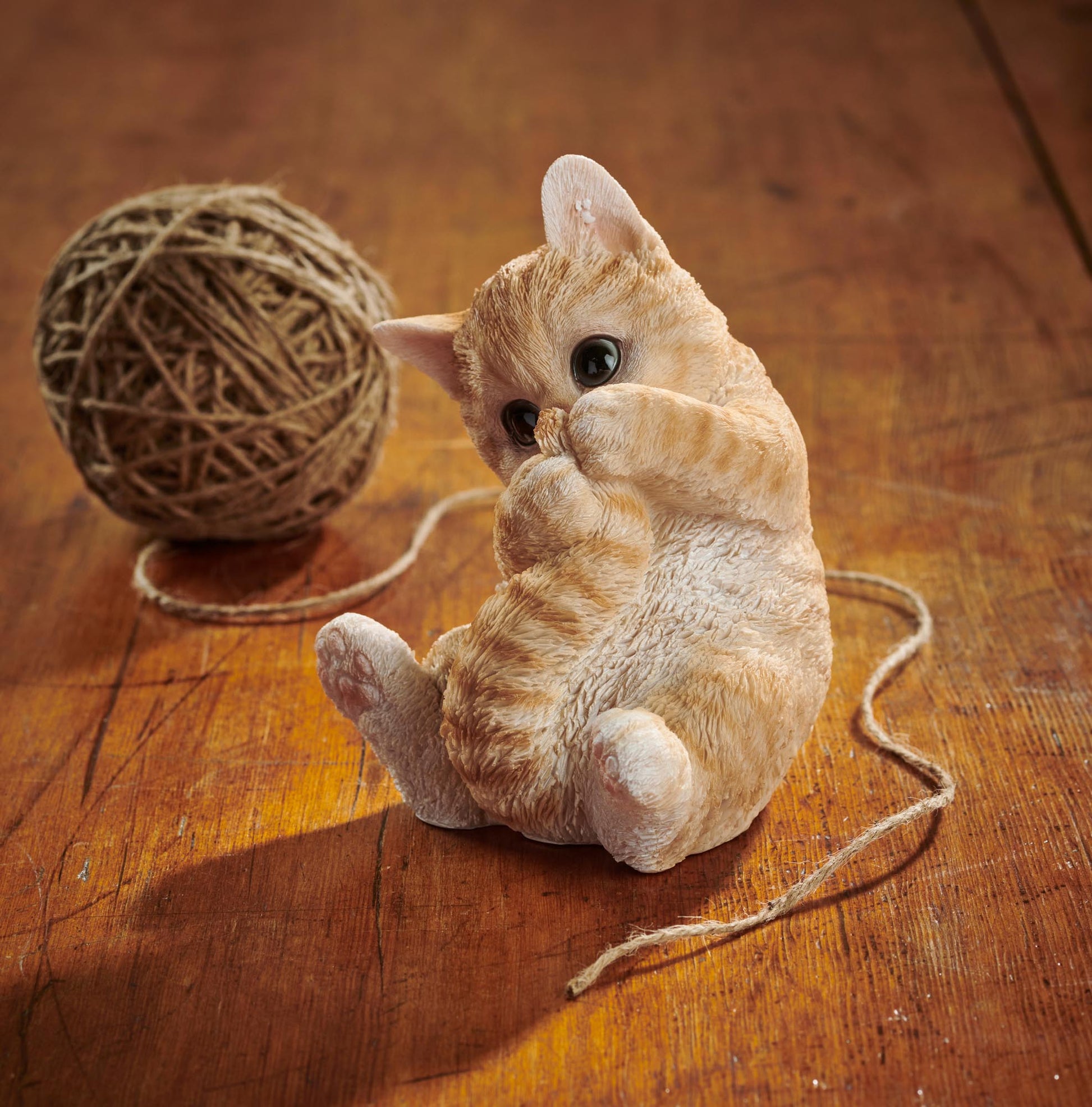 Orange Kitten Holding Tail Sculpture - Wild Wings