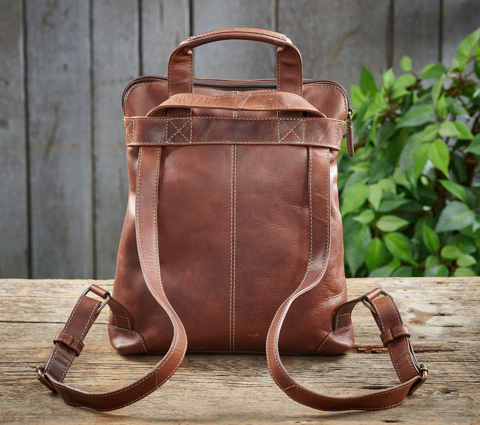 distressed brown leather backpack purse Brown Leather
