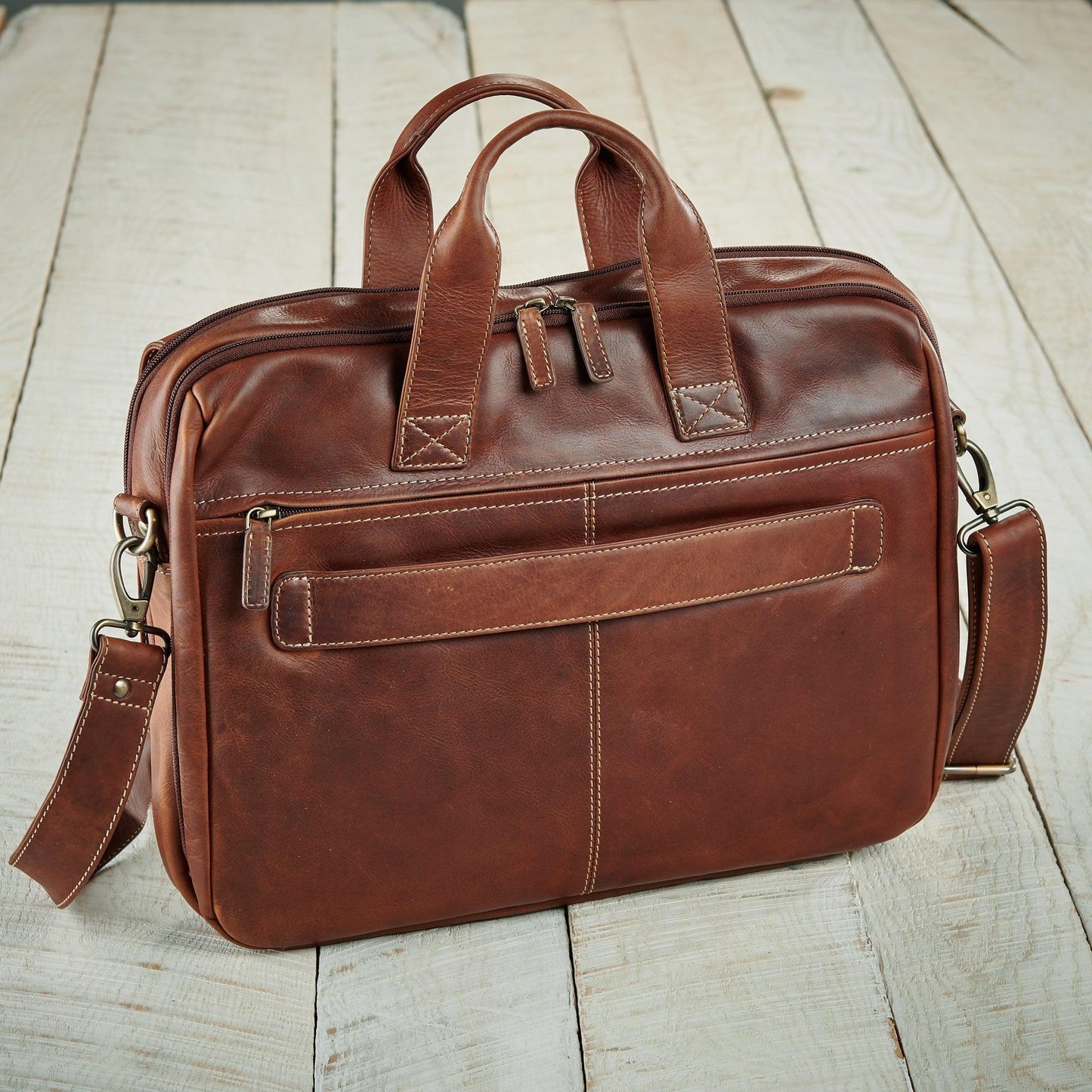 Rustic Leather Briefcase Handbag - Wild Wings