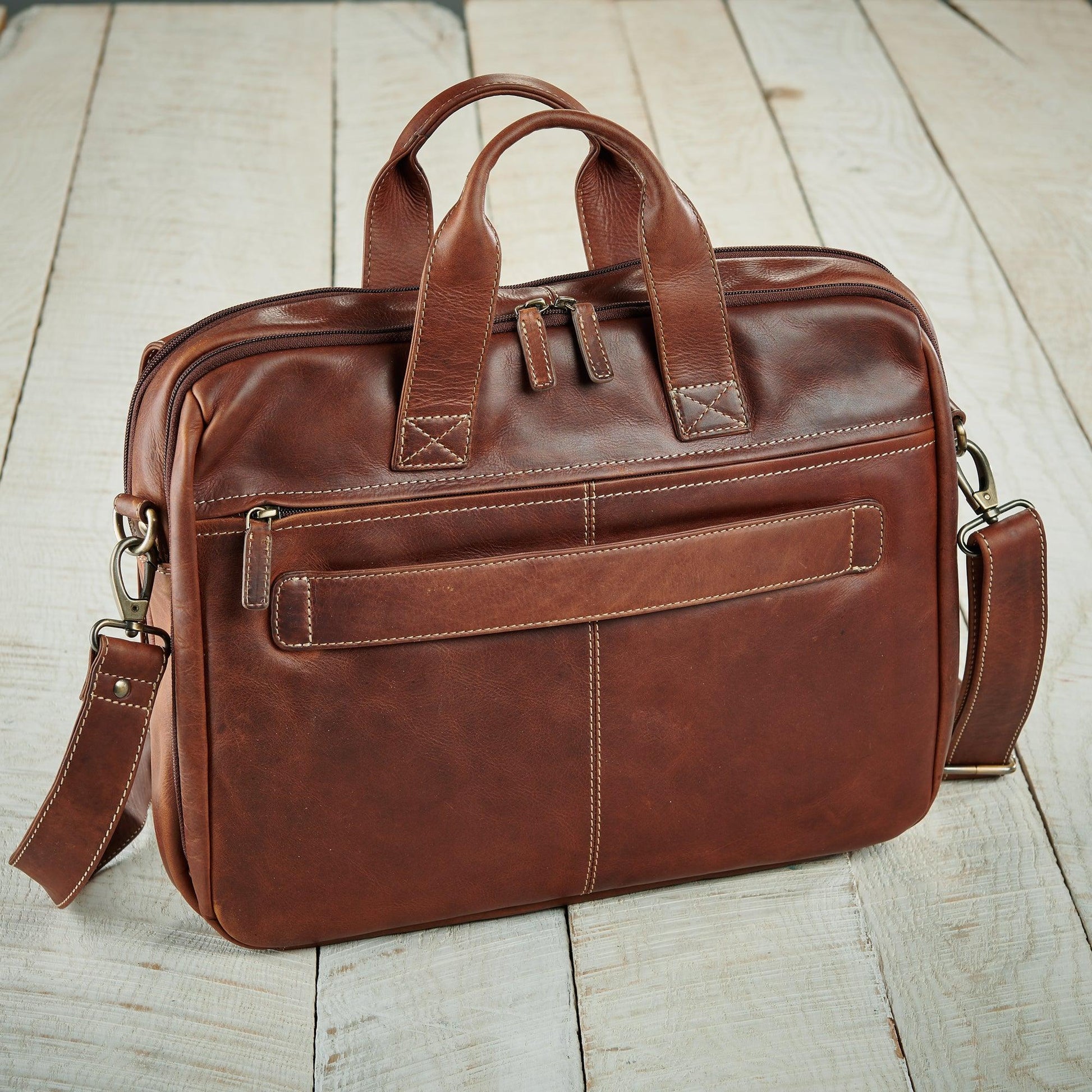 Rustic Leather Briefcase Handbag - Wild Wings