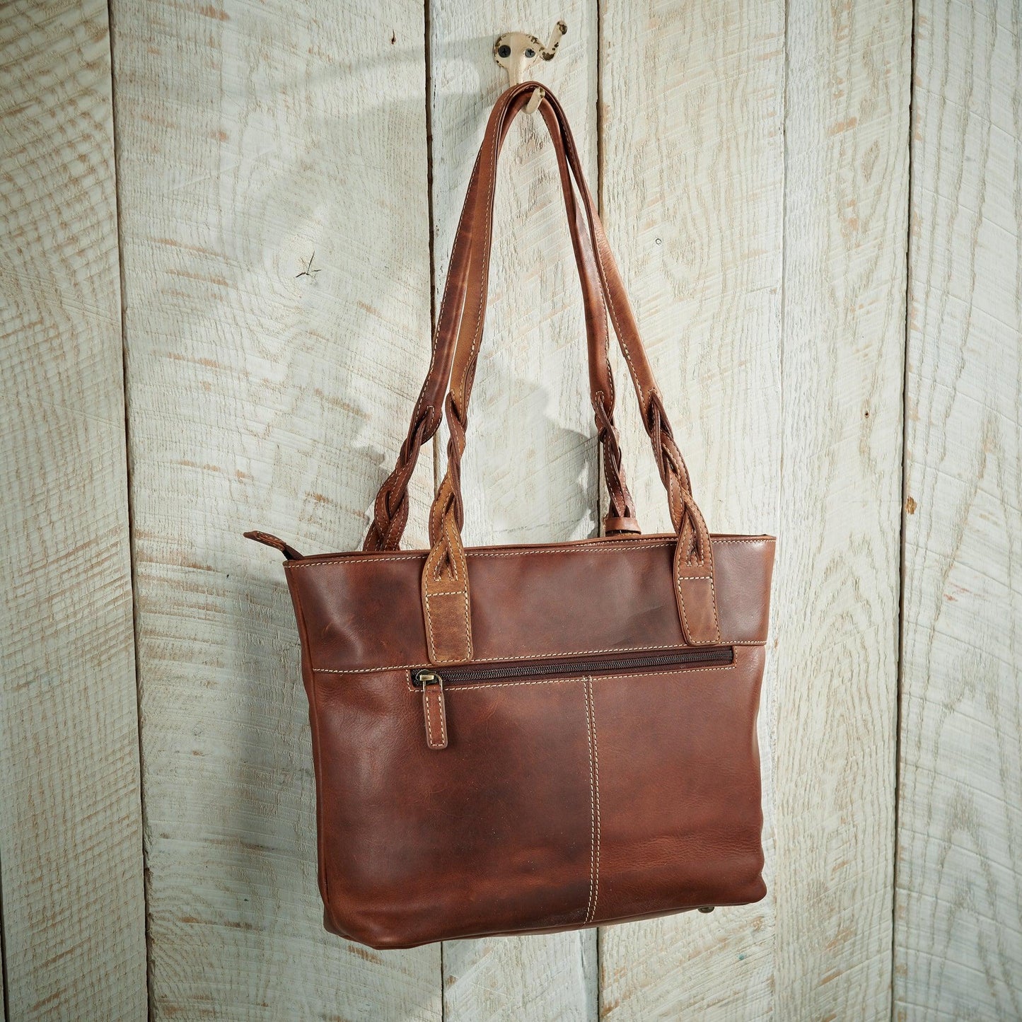Braided Brown Leather Handbag - Wild Wings