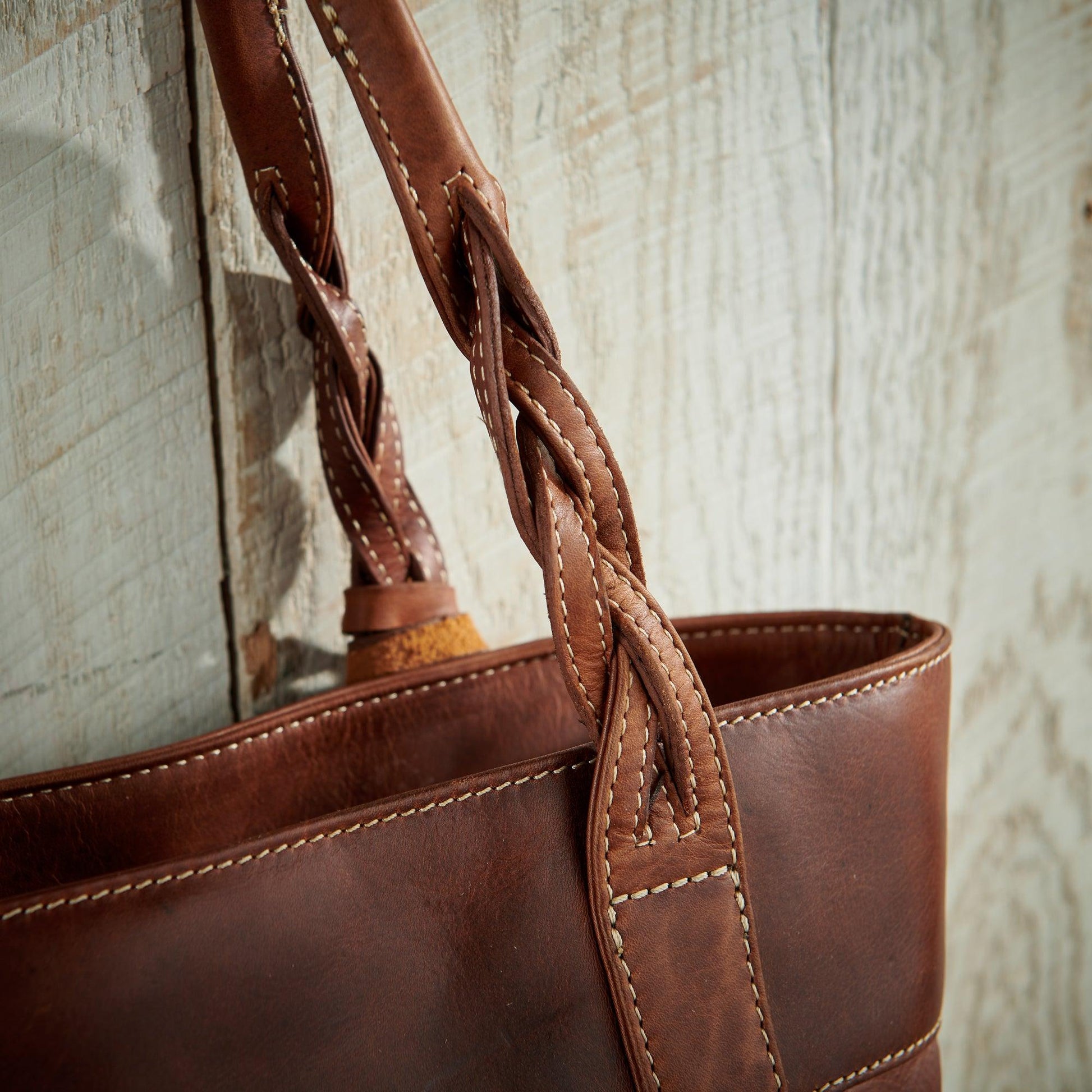 Braided Brown Leather Handbag - Wild Wings