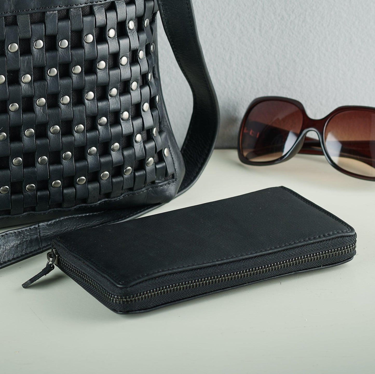 Black Leather Wallet - Wild Wings