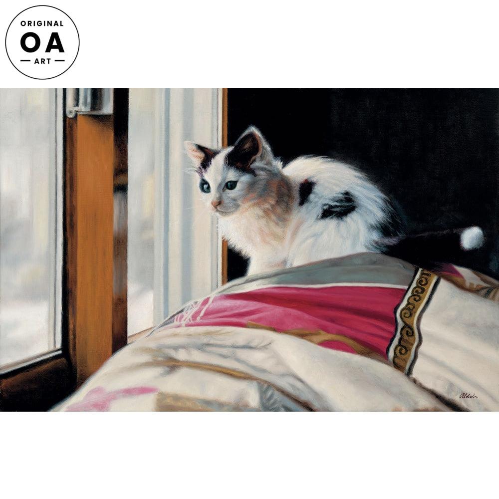 Birds!—Cat at Window Original Oil Painting - Wild Wings