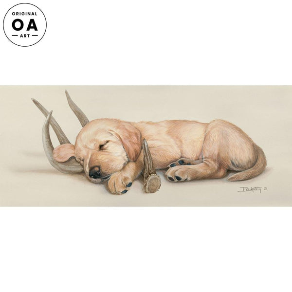 Rack 'Em Up—Yellow Lab Puppy Original Acrylic Painting - Wild Wings