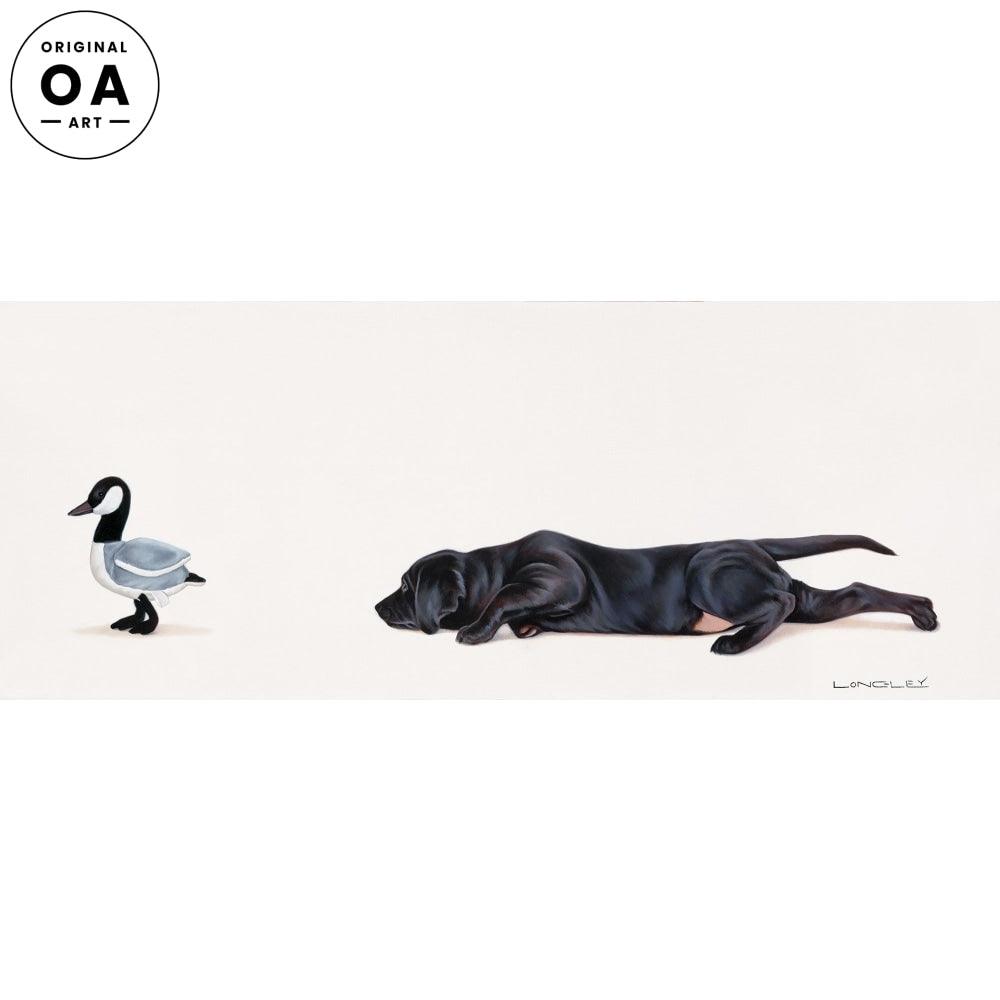 Black Attack—Black Lab Original Oil Painting - Wild Wings