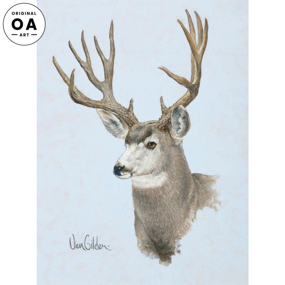 Mule Deer Portrait Original Oil Painting - Wild Wings