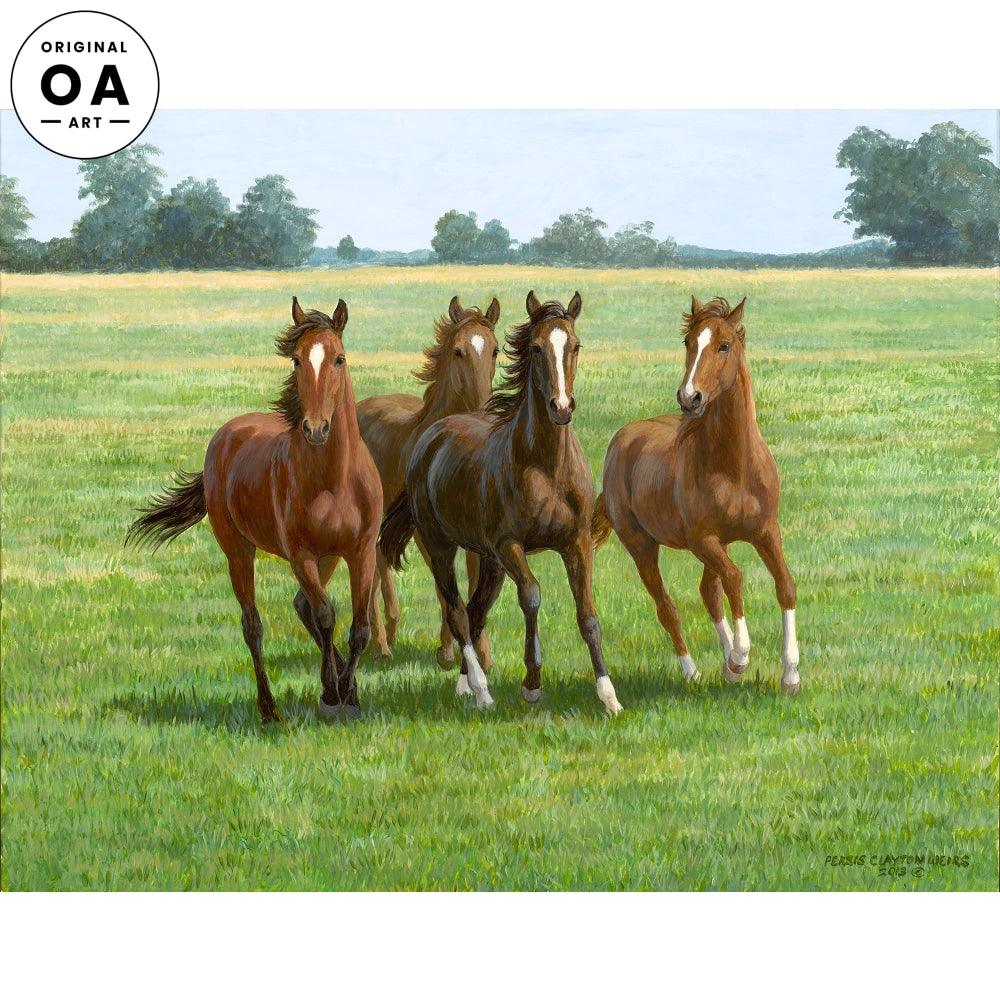 Summer Romp— Horses Original Acrylic Painting - Wild Wings