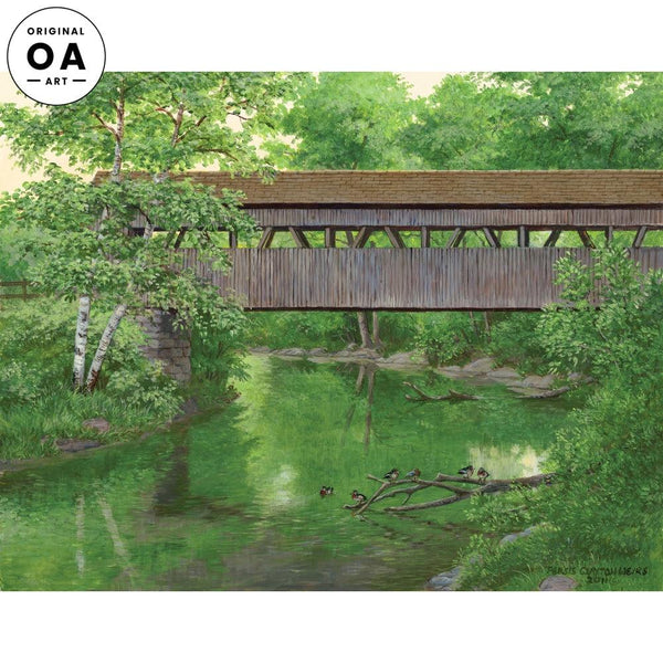 Summer Evening—Covered Bridge Original Acrylic Painting - Wild Wings