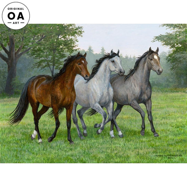 Three Arabs—Horses Original Acrylic Painting - Wild Wings