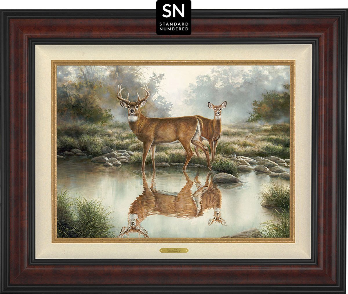 Tranquil Waters—Whitetail Deer; Standard Numbered Edition (SN) Master Artisan Canvas - Wild Wings