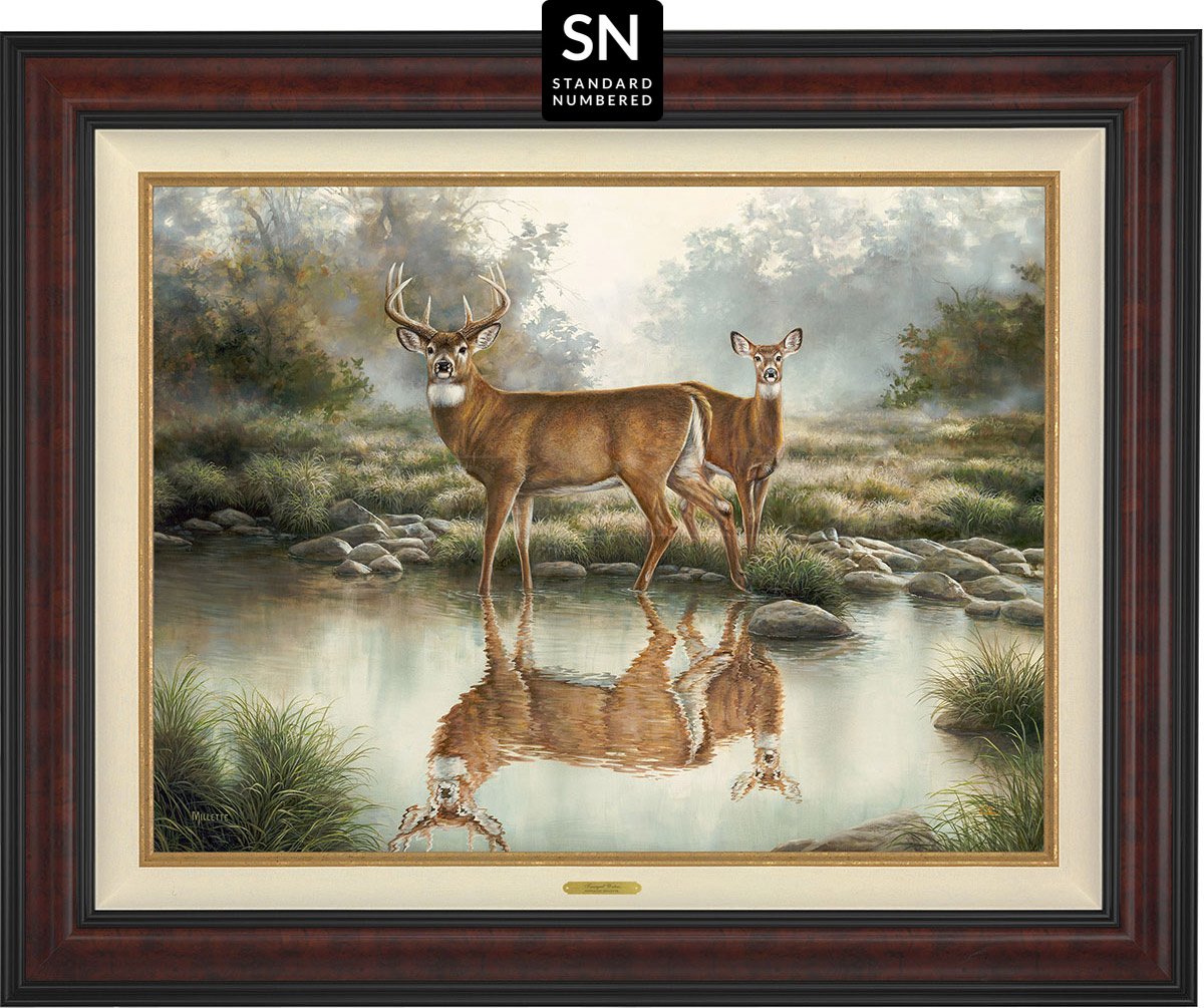 Tranquil Waters—Whitetail Deer; Standard Numbered Edition (SN) Master Artisan Canvas - Wild Wings