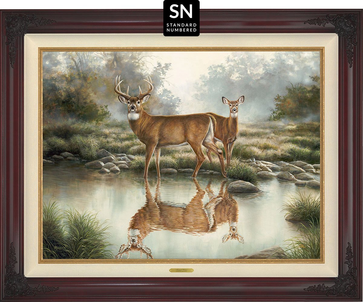 Tranquil Waters—Whitetail Deer; Standard Numbered Edition (SN) Master Artisan Canvas - Wild Wings