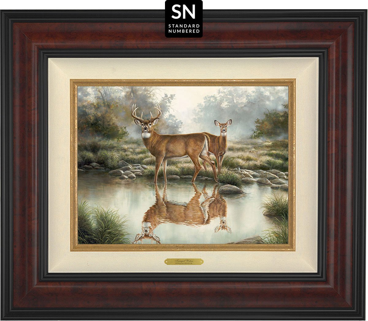 Tranquil Waters—Whitetail Deer; Standard Numbered Edition (SN) Master Artisan Canvas - Wild Wings