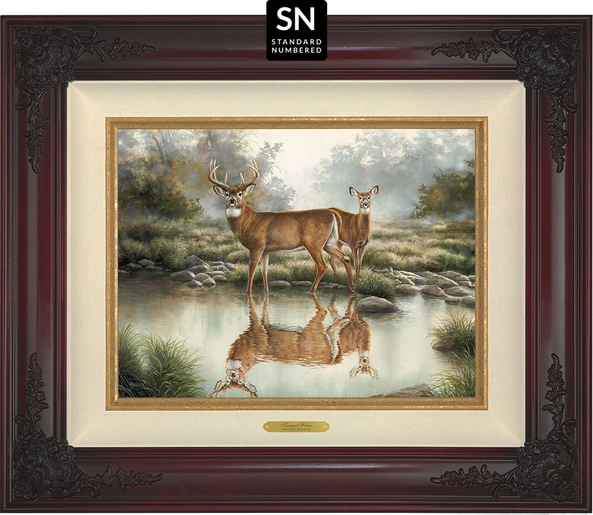 Tranquil Waters—Whitetail Deer; Standard Numbered Edition (SN) Master Artisan Canvas - Wild Wings