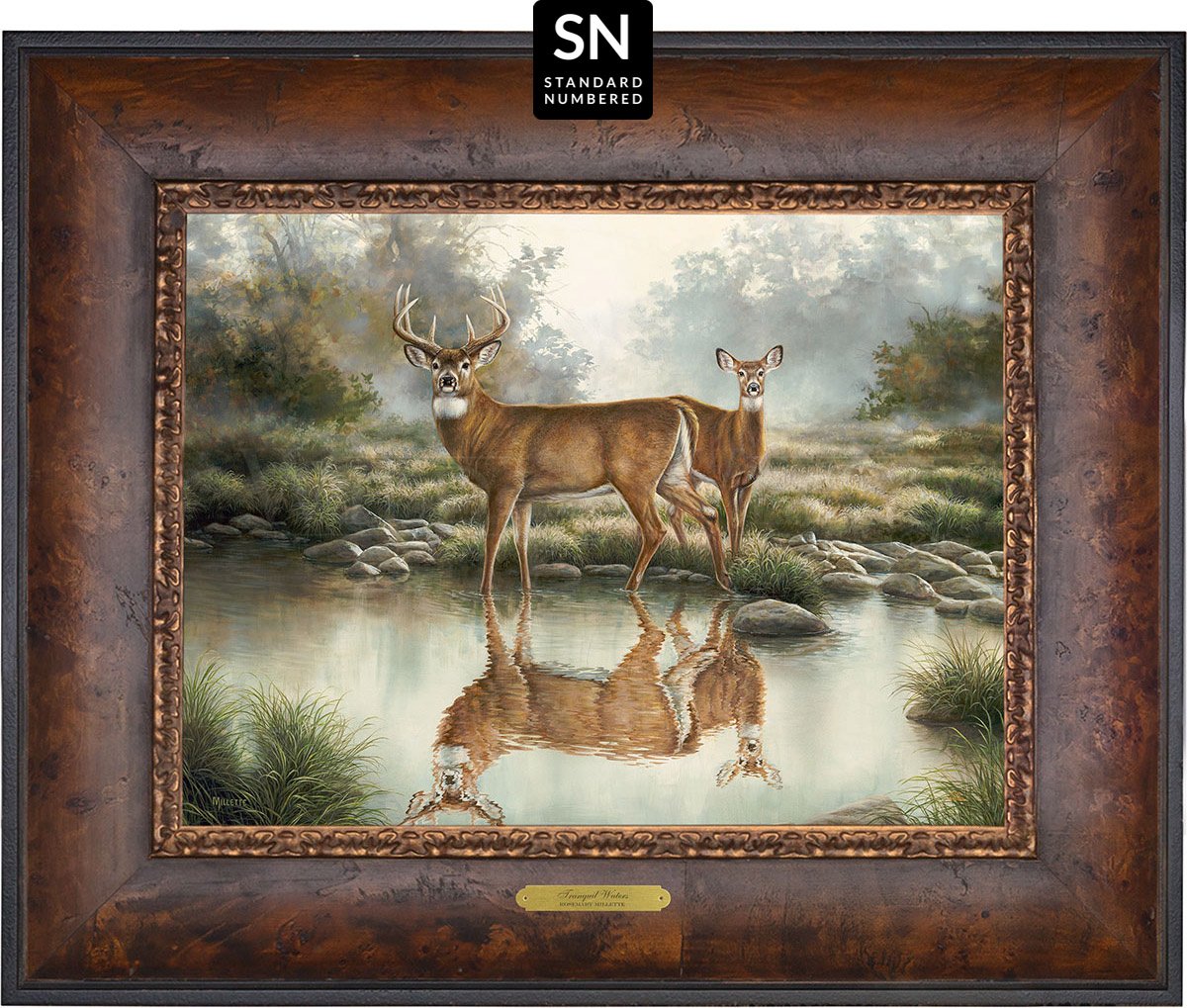 Tranquil Waters—Whitetail Deer; Standard Numbered Edition (SN) Master Artisan Canvas - Wild Wings