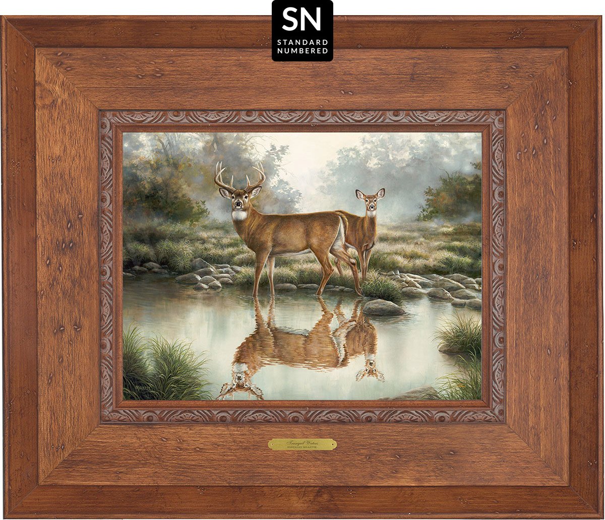 Tranquil Waters—Whitetail Deer; Standard Numbered Edition (SN) Master Artisan Canvas - Wild Wings