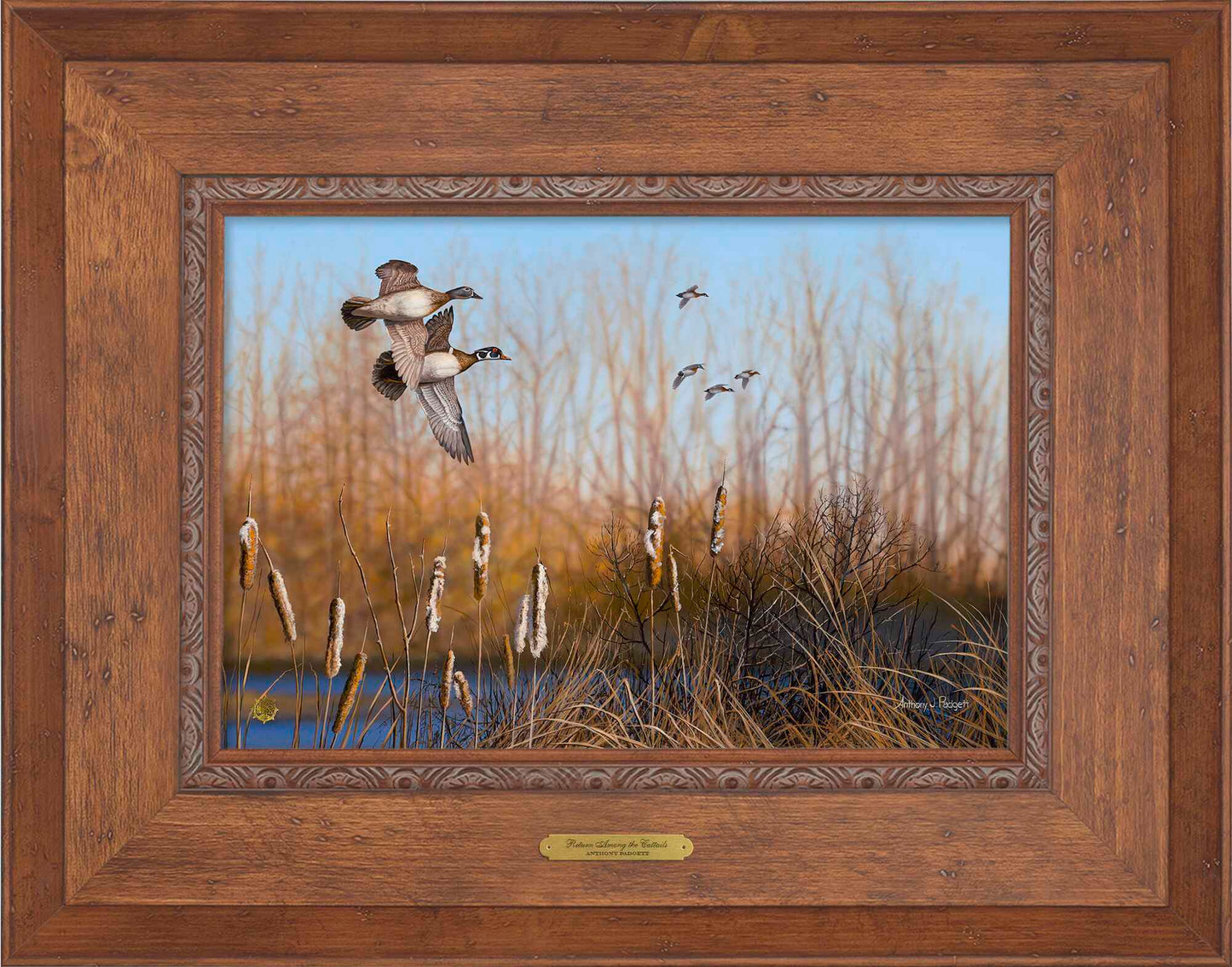 Return Among the Cattails - Wood Ducks; Studio Artist Edition (SA)