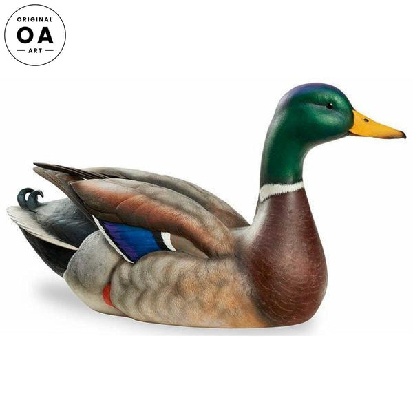 Alert Mallard Original Wood Carving - Wild Wings