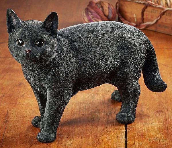 Walking Black Cat Sculpture - Wild Wings