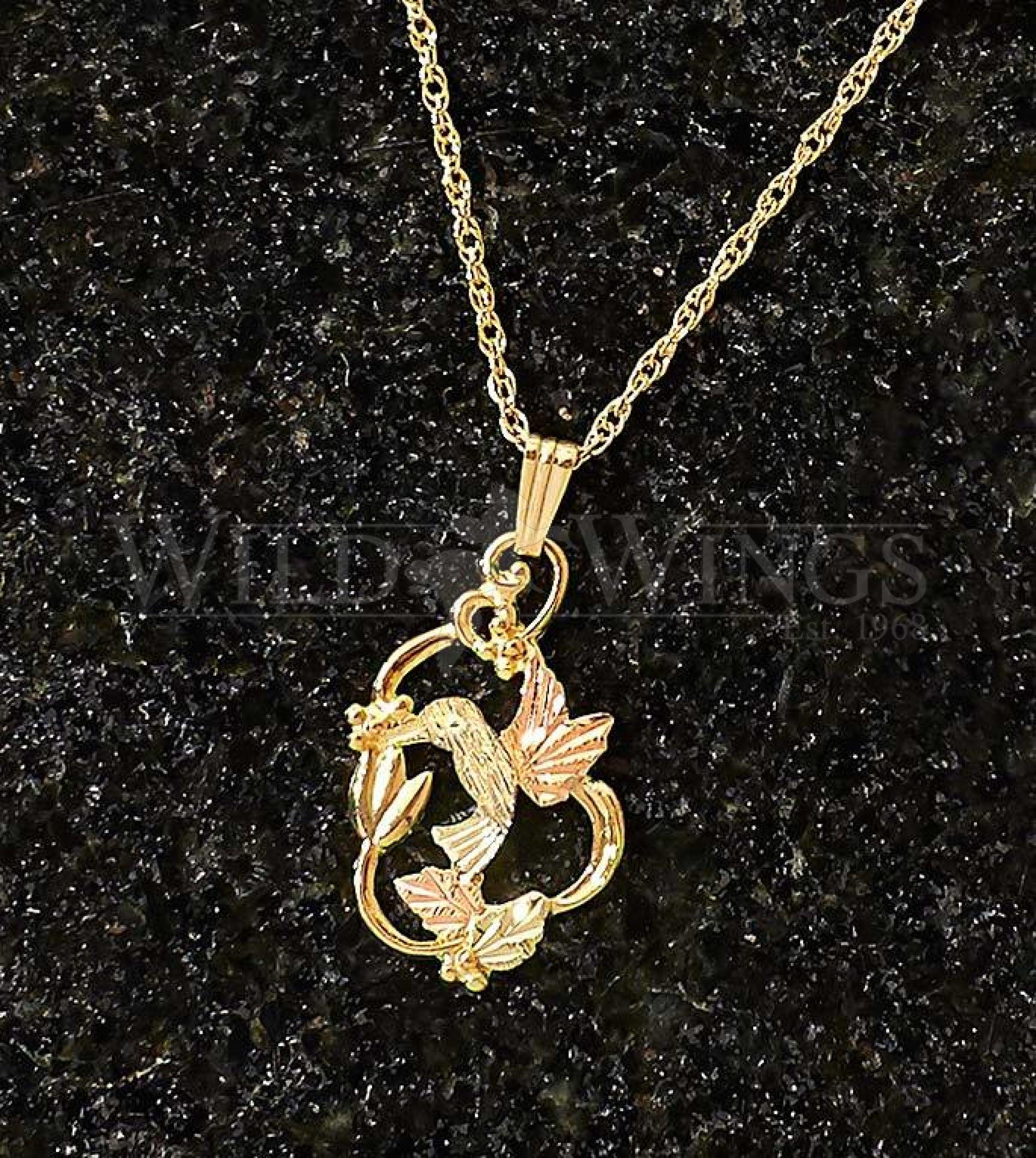 Black Hills Gold Hummingbird Necklace from Wild Wings