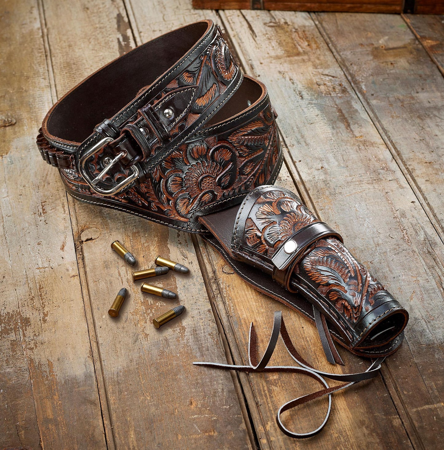 Brown Leather Holster Belt - Wild Wings