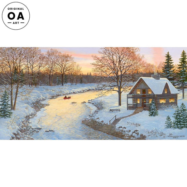 Cabin Along the Creek Original Acrylic Painting - Wild Wings