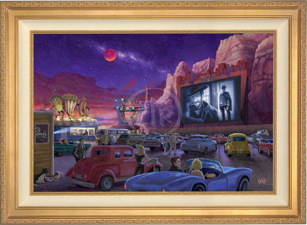 Movie Night on Route 66 (Western at the Drive-in) - Limited Edition Canvas