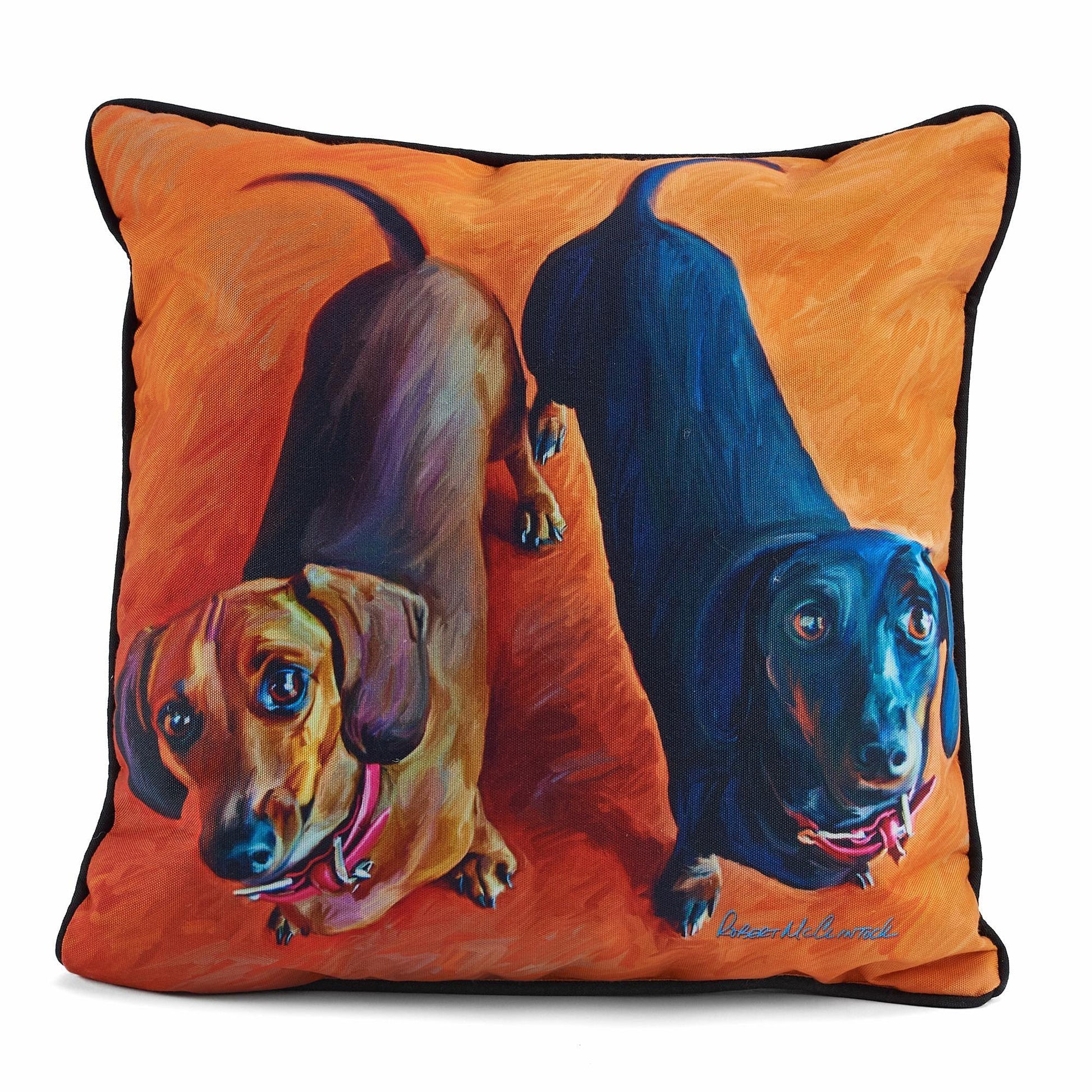 Darling Dachshund—Two Dachshunds Decorative Pillow - Wild Wings