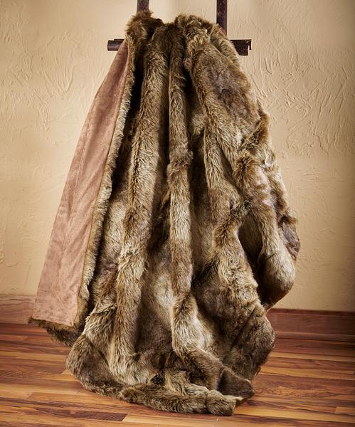 Faux Wolf Fur Throw Blanket - Wild Wings