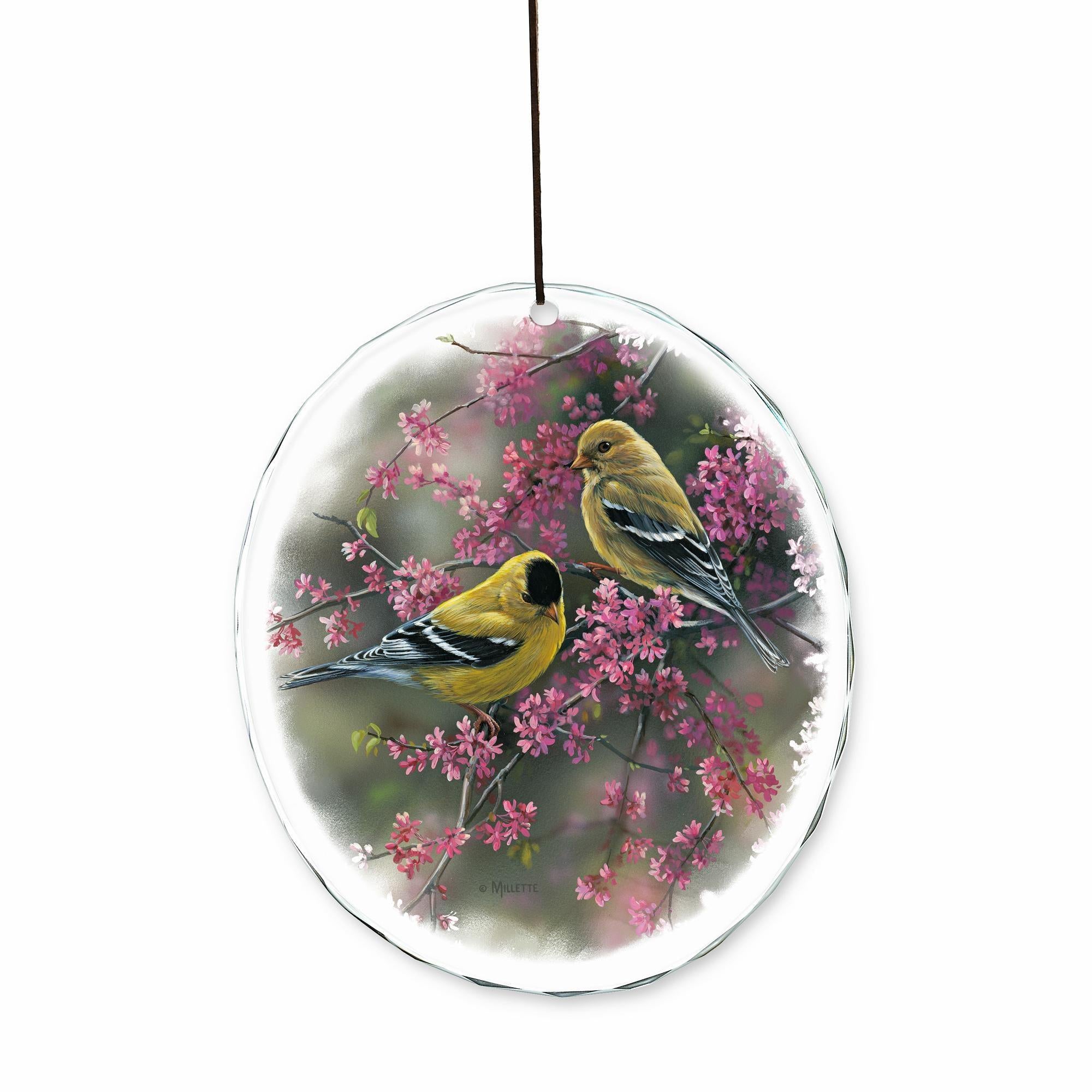 Wild Wings Goldfinches and Redbud Suncatcher