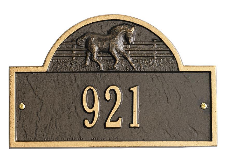 Bronze & Gold Horse Address Plaque - Wild Wings