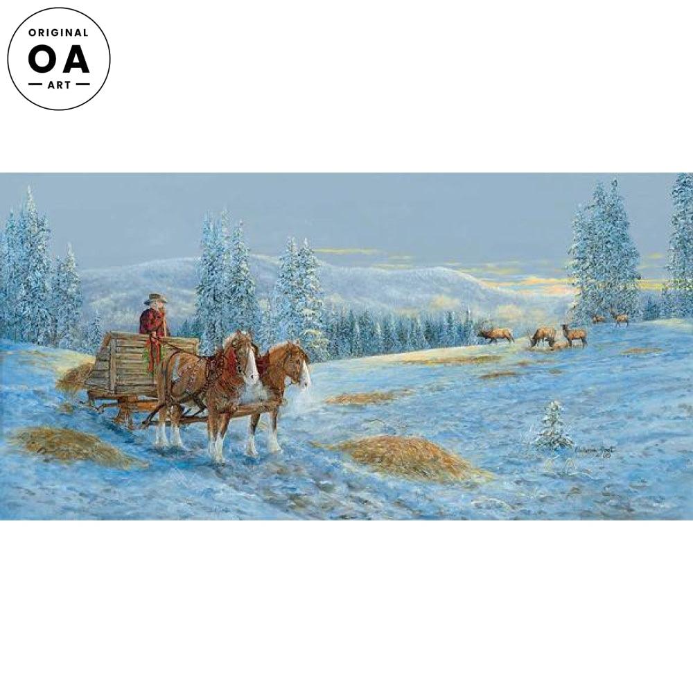 Just a Helping Hand—Horses & Elk Original Acrylic Painting - Wild Wings