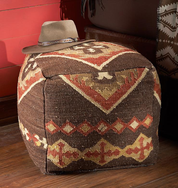Southwest Kilim Pouf Ottoman - Wild Wings
