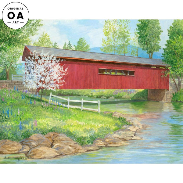 Lupine Corner Bridge Original Acrylic Painting - Wild Wings