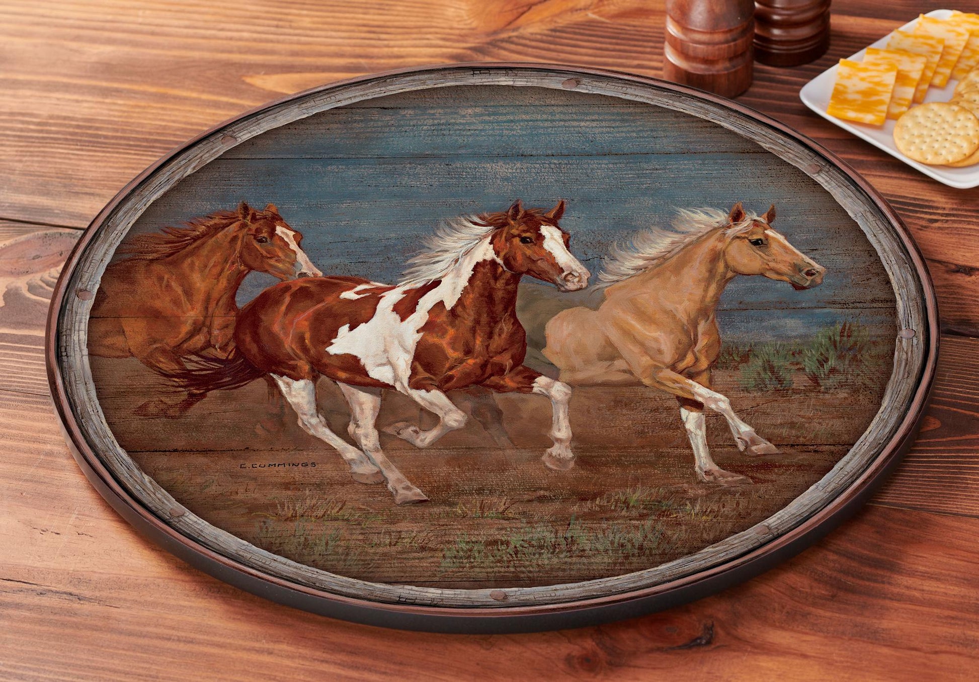 Modoc Run - Horses Lazy Susan Turntable - Wild Wings