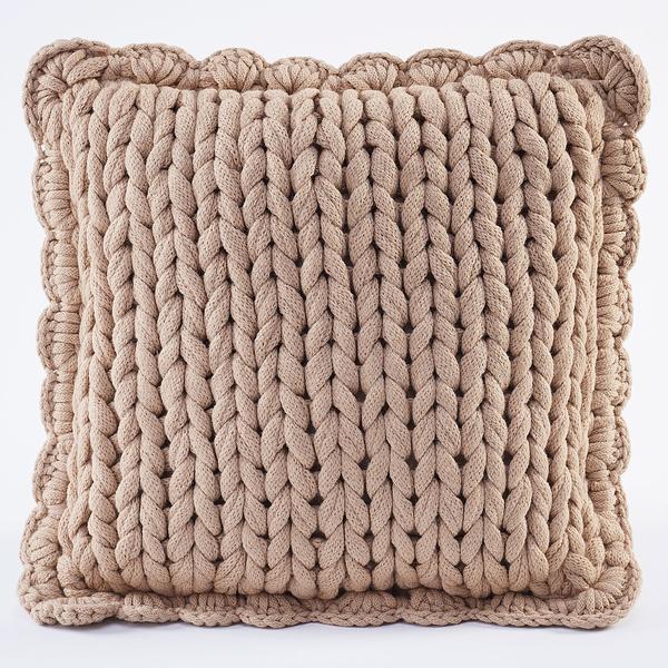 Taupe Chunky Knit Pillow - Wild Wings