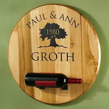 Tree of Life Barrel Head Personalized Wine Bottle Holder - Wild Wings