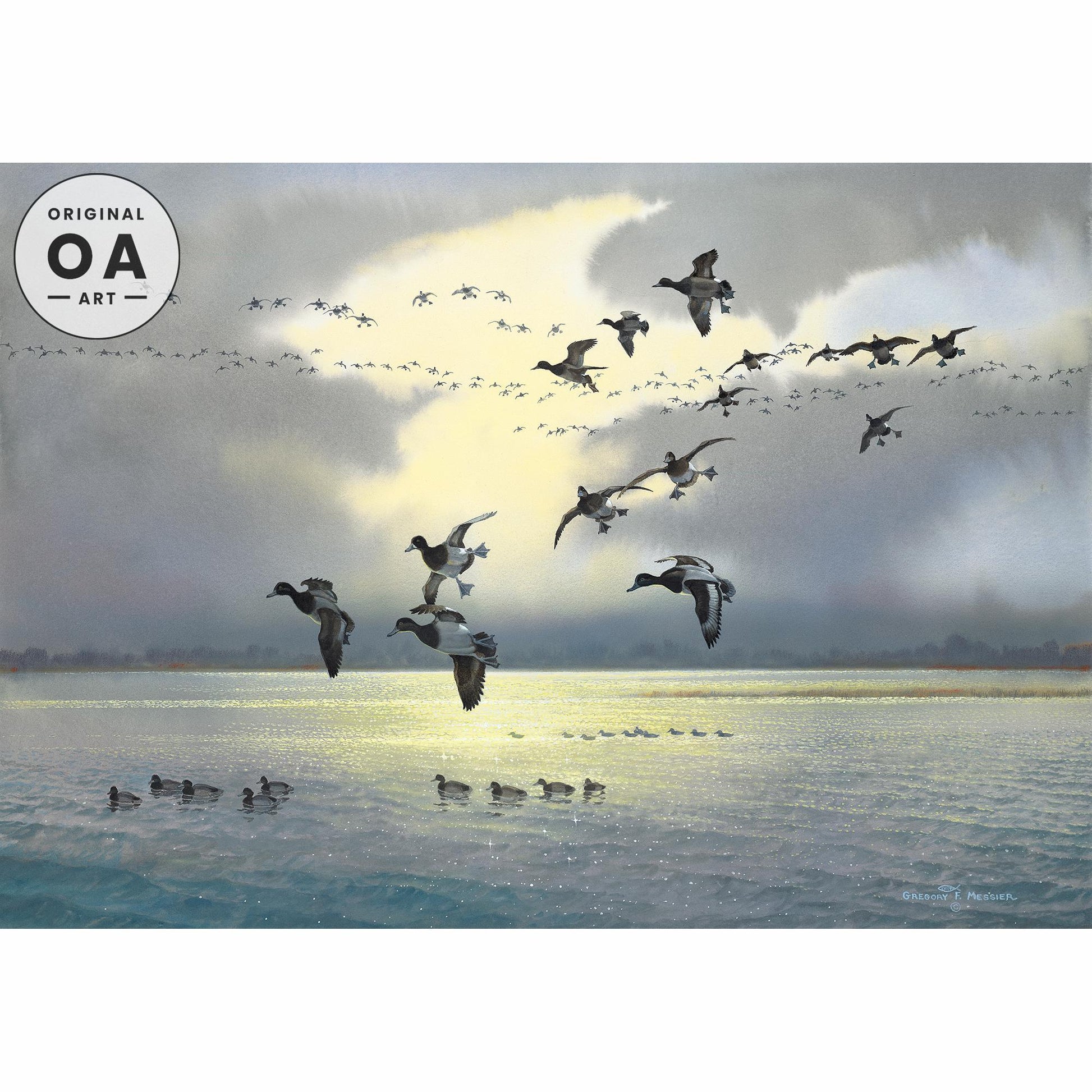 Rafting Up Bluebills Original Watercolor Painting - Wild Wings