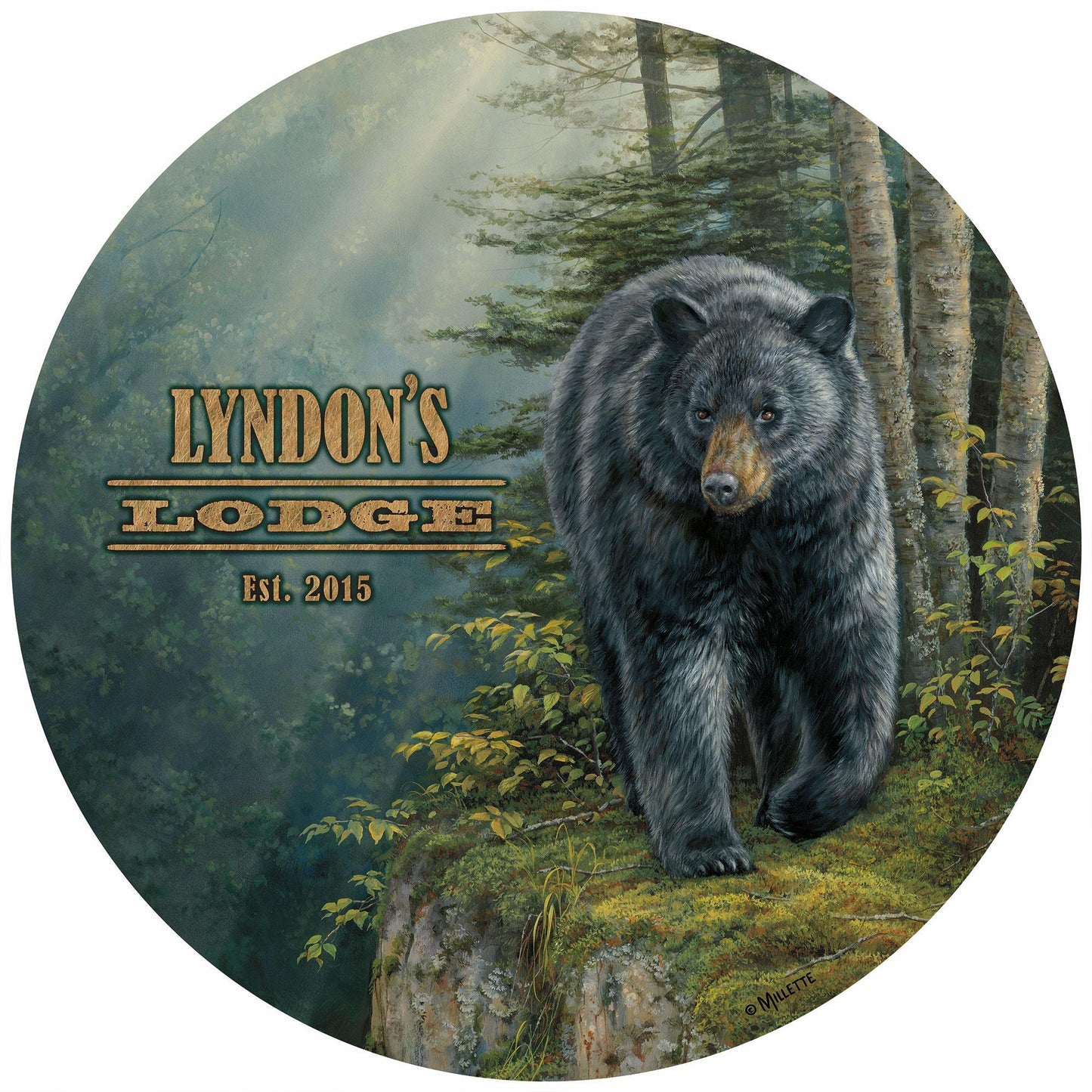 Rocky Outcrop - Black Bear Round Cutting Board - Wild Wings