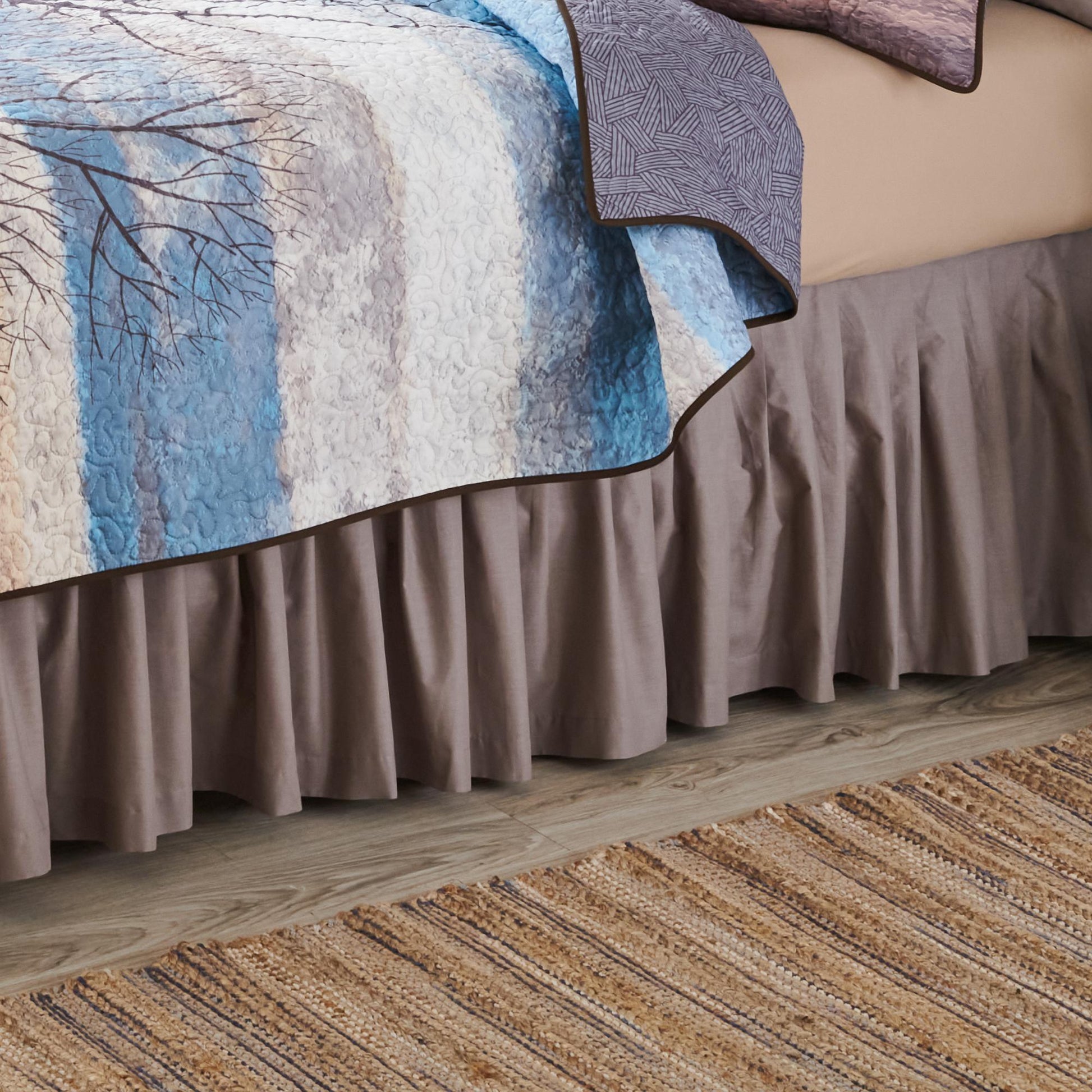 Smokey Taupe Bedskirt (Queen) - Wild Wings