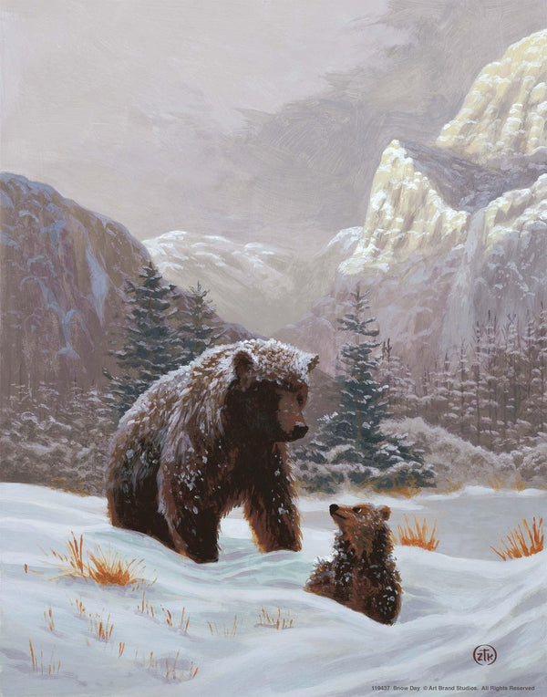 Snow Day—Grizzly Bear Art Print - Wild Wings