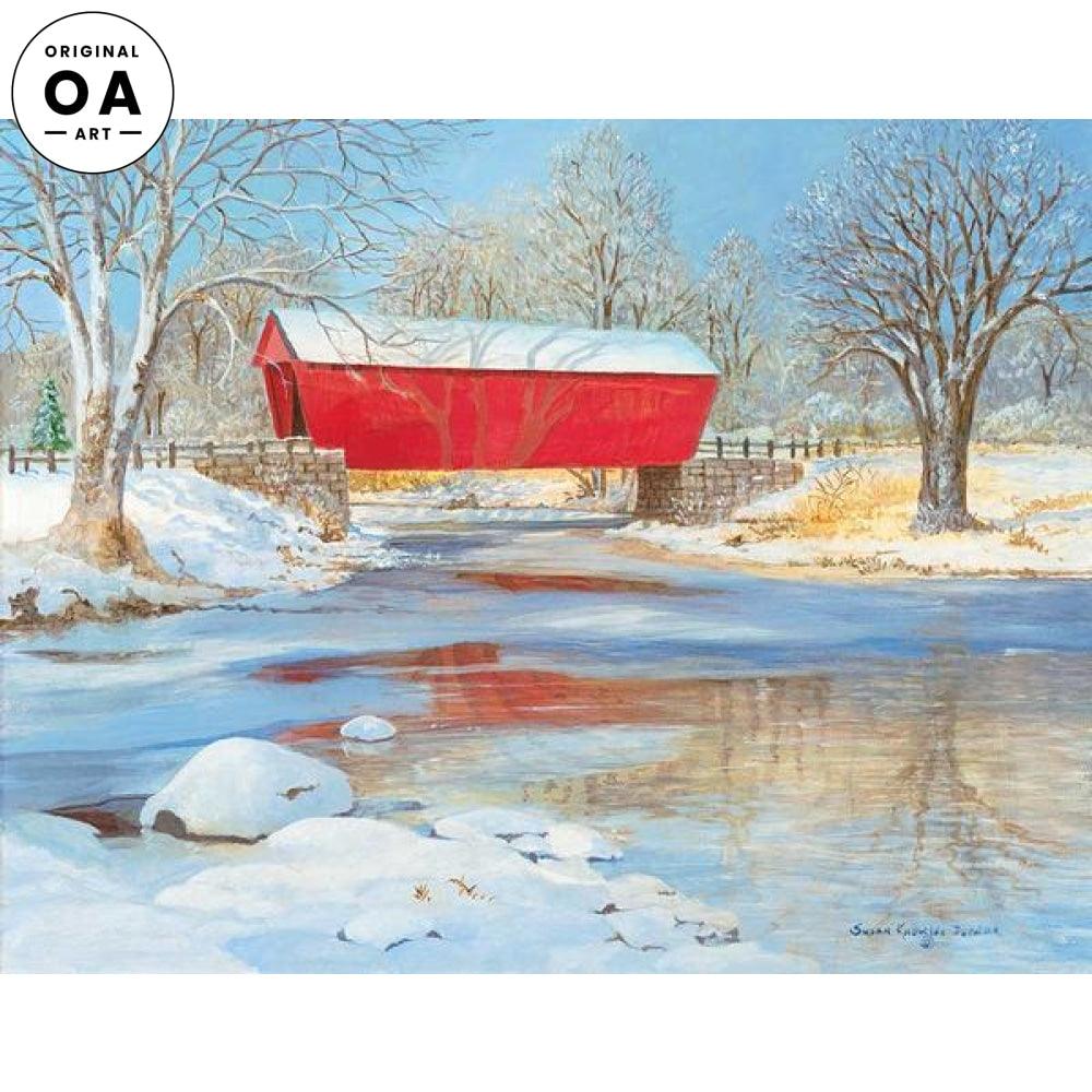 Timid Horse—Covered Bridge Original Acrylic Painting - Wild Wings