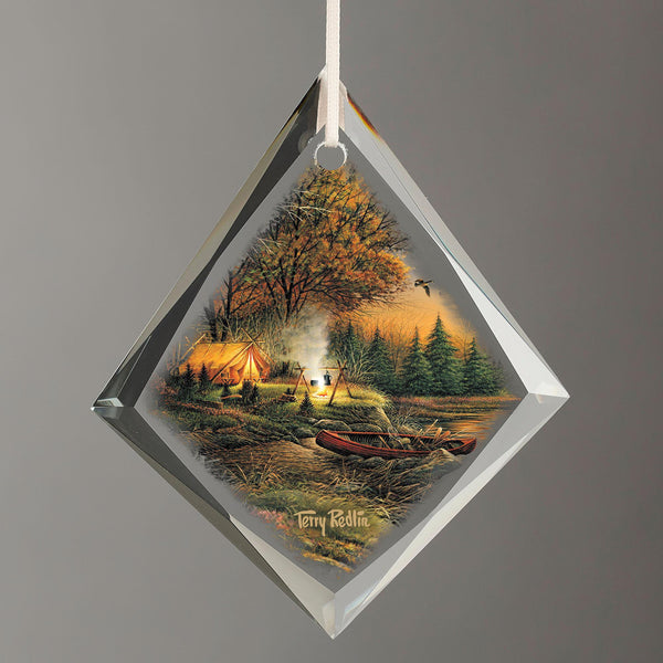 Evening Solitude - Campsite Tear Drop Glass Ornament - Wild Wings