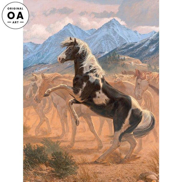 Wind River Scion—Rearing Horse Original Oil Painting - Wild Wings