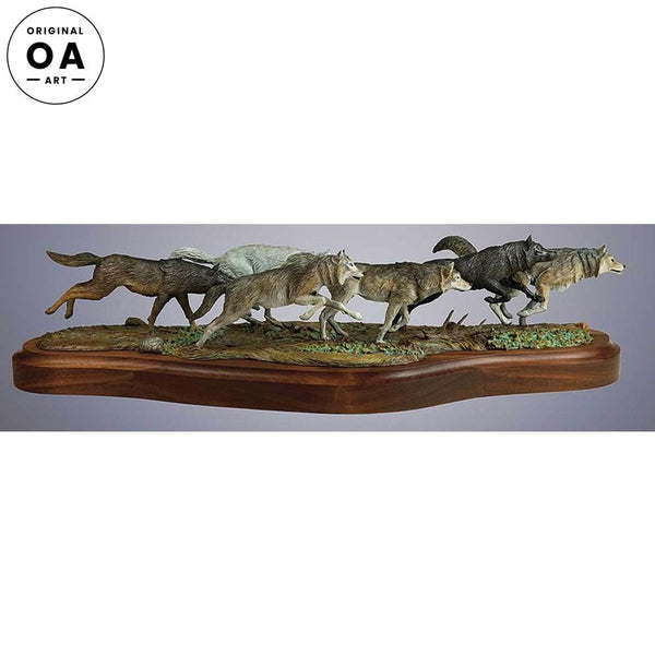 Wolf Pack Sculpture Original Bronze Sculpture - Wild Wings